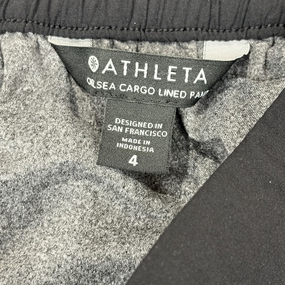 ATHLETA Chelsea Cargo Lined Pants Black Stretch Elastic Waist Size 4 - Picture 9 of 9